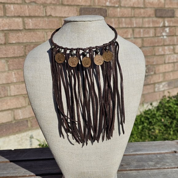 NWOB Astali Indian head coin bib necklace - Picture 10 of 16